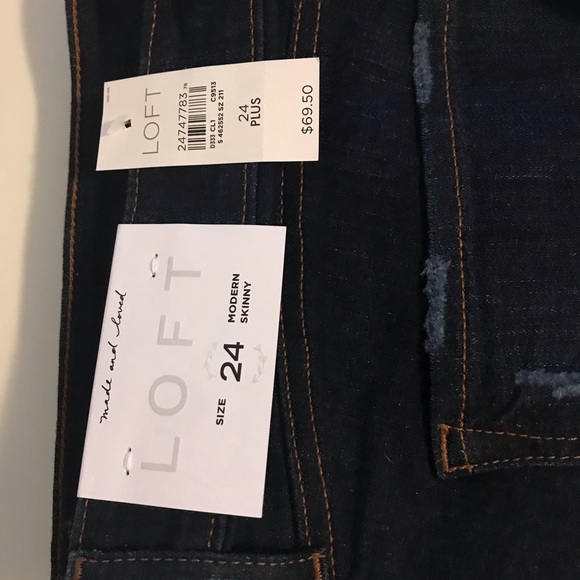 Loft Plus Skinny Chewed Hem in Dark Indigo - Picture 5 of 5
